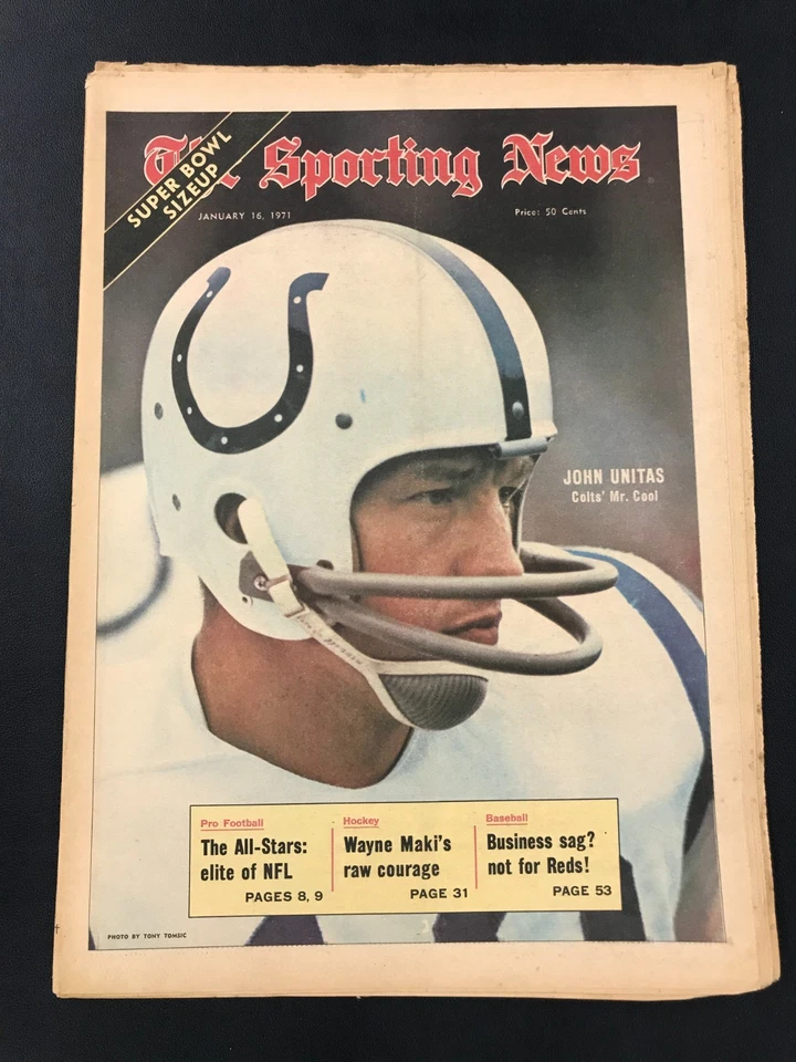 January 16 1971 The Sporting News Magazine NFL Johnny Unitas B. Colts #19 NICE! - Image 1 of 2