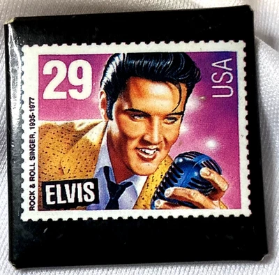 猫王普雷斯利徽章1993年美国 邮票纪念胸针翻领帽针 1.5 英寸 — 第 1/2 张图片