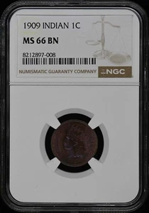 1909 Bronze Indian Cent 1C NGC MS66BN - Picture 1 of 4