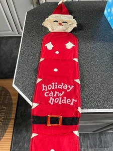 Tarjetero de Navidad de Papá Noel de fieltro vintage, años 50 - Imagen 1 de 7