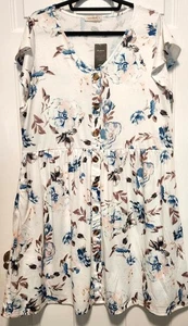 Fantaslook Summer Dress 2XL Midi Pockets Floral Ruffle Sleeve Stretch - NWT - Picture 1 of 6