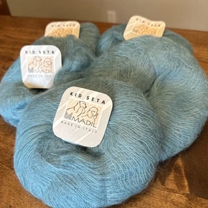 Madil Yarns Kid Seta Yarn Blue Mohair Silk Fast Shipping Italy Yarn Lot 5 - Picture 1 of 11