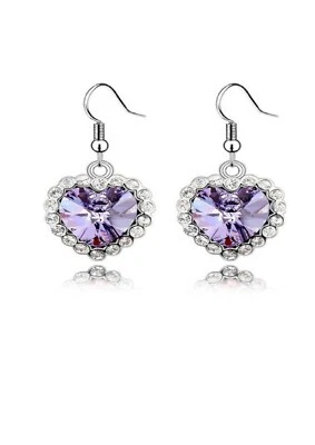 Brincos de coração feitos com elementos Swarovski(R) cristal tanzanita  - Imagem 1 de 4