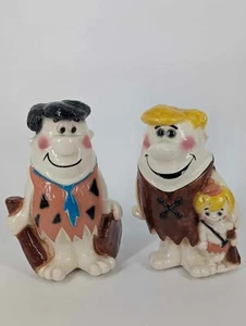 Fred Flintstone E Barney Rubble Con Barattoli Biscotti Ceramica Bam Bam Leggi Descrizione - Foto 1 di 22