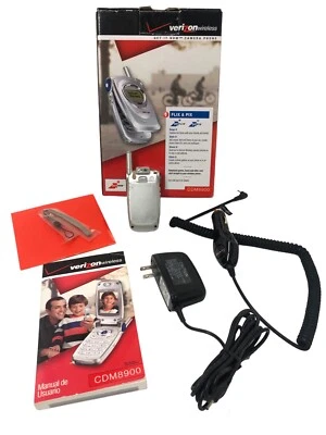 Teléfono abatible AudioVox CDM-8900 Verizon de colección con caja manual folletos publicitarios años 2000’s Foto 1 de 4