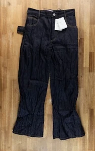 NO CUSTOM TAX BOTTEGA VENETA navy blue crumpled metallic fiber effect jeans 32 - Bild 1 von 12