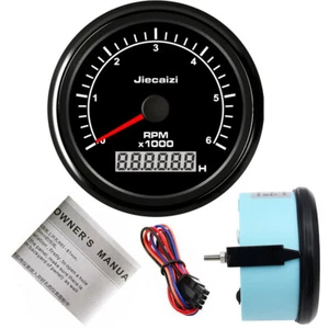 Jiecaizi 85mm Waterproof Tachometer 6000RPM Engine Tachometer 7 Color LED 12/24V - Picture 1 of 4