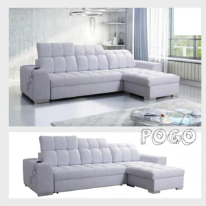 Ecksofa POGO 1 Schlaffunktion Bettkasten Ladegerät Mediasofa Wohnzimmer Grau 16 - Bild 1 von 48