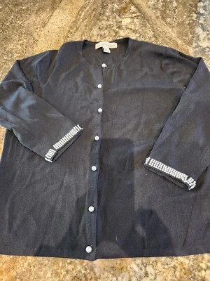 David Brooks black & pearl cardigan large - Image 1 of 4