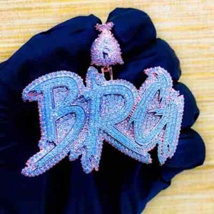 3 Ct Round Cut Real Moissanite Custom Letter Pendant 14K Rose Gold Plated Silver - Picture 1 of 7