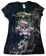 Y2K Ed Hardy Tee Shirt “Love Kills Slowly” Doubled Sided Graphics Fitted Size SM