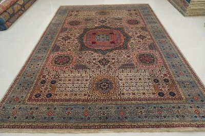 10 x 14 ft Gray Mamluk Afghan Hand Knotted Wool Medallion Rug - Image 1 of 4