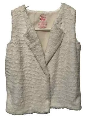 Faded Glory Girls Faux Fur Vest Small XS 4-5 Off White Shirt Youth Open Vest - Image 1 of 4