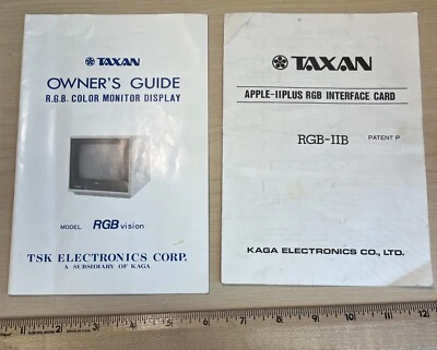 Taxan Owners Guide Manual Lot, R.G.B. Color Monitor, Apple II Interface Card - Image 1 of 4