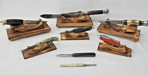 Handcrafted Wooden display knife stand rack holder collectors stand 2 sizes - Picture 1 of 13