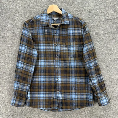 Camisa Eddie Bauer Hombre S Pequeña Marrón A Cuadros Cuello Abotonado Manga Larga Algodón Foto 1 de 4