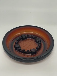 Cenicero inferior de gofres MCM de colección - marrón/vidrio ámbar redondo 8" - Mad Men Mancave - Imagen 1 de 7