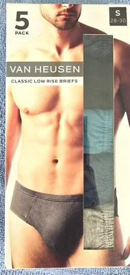 Calzoncillos clásicos de algodón de tiro bajo Van Heusen para hombre - 5 pares - pequeños (28-30) Foto 1 de 4