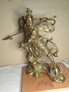 Detailed Asian Bronze Chinese immortal sculpture Ne Zha Warrior, Knight