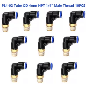 Pneumatic Push to Connect Elbow Fittings Tube OD 4mm NPT 1/8" Male Thread 10PCS - Picture 1 of 8