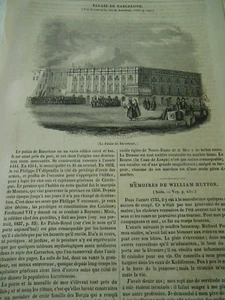 Le Palais de Barcelone 1839 Gravure Print Article - Picture 1 of 1