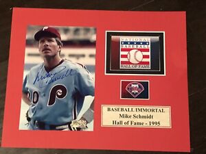 Mike Schmidt signed photo 5x7 In a 8x10 Matt “ Phillies” with COA HOLO