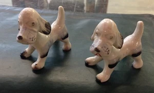 Vintage 30er 40er PAAR LOT 2 PORZELLAN Kopf nicken Hunde Figur Wackelkopf süß 2,5" - Bild 1 von 6