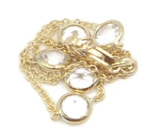 White Topaz Round 61/2" Bracelet,18K Yellow Gold Chain & Lobster Lock - Picture 1 of 6