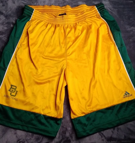 ADIDAS BAYLOR BEARS GOLD/GREEN BASKETBALL GAME SHORTS Sz Large Cover