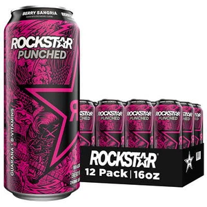 Rockstar Punched Berry Sangria Energy Drink, 16 Fl Oz, 12 Count Cans Delicious - Picture 1 of 7