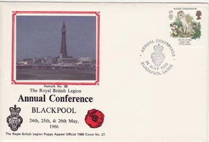 GB Briefmarken Souvenir Cover British Legion Annual Conference, Blackpool, Poppy 1986 - Bild 1 von 1