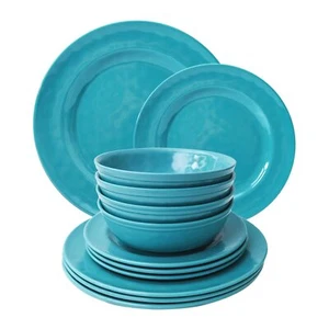 TP 12-Piece Dinnerware Set Melamine Dishes Set with Bowls and Plates Non-brea... - Picture 1 of 7