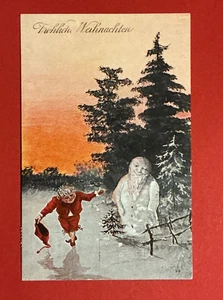 Präge-AK Ansichtskarte, Weihnachten, Schneemann, mit Gesicht, ca. 1910 - Bild 1 von 2