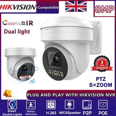 HIKVISION kompatible PTZ 5×ZOOM Dual Light Hybrid ColorVu+IR POE 8MP IP Kamera - Bild 1 von 4