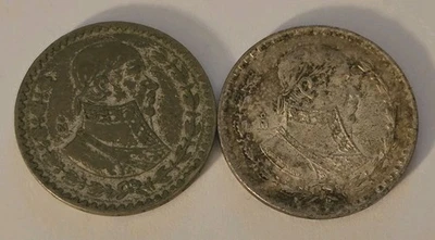 1959 & 1962 Mo Mexico peso (2) 10% SILVER Coins   - Image 1 of 4