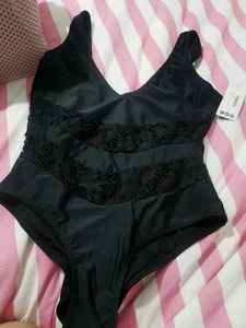 Black Boohoo Swimsuit 16 New With Tags - Picture 1 of 5