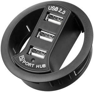 5x USB 2.0 Hi-Speed In Desk HUB / Verteiler 3 Port; USB - HUB Einbau USB 2.0 60m - Bild 1 von 2