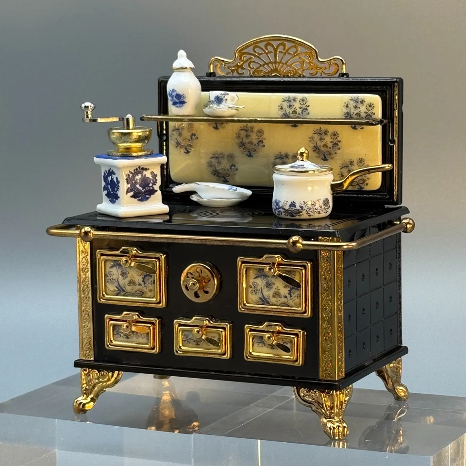 Lote de Porcelana Reutter Estufa Cocina Cebolla Azul Alemania Casa de Muñecas Miniatura 1:12 Foto 1 de 4