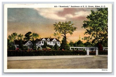 Postcard: SC Rosebank, Residence, EG Grace, Aiken, South Carolina - Unposted - Image 1 of 2