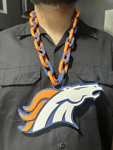 NFL Denver Broncos  BIG Chain Logo Necklace 3D Printed - Picture 1 of 3