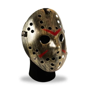 Friday the 13th Jason Voorhees Máscara Metálica Dorada Horror Juegos con disfraces Talla Adulto - Imagen 1 de 7