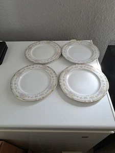 Vintage Excel Southampton (4)  8" Salad Plates pink yellow purple Floral  - Picture 1 of 5