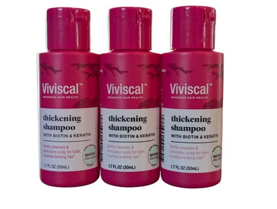 3-Pack VIVISCAL THICKENING SHAMPOO With BIOTIN & KERATIN 1.7 oz / 50ml New - Image 1 of 2