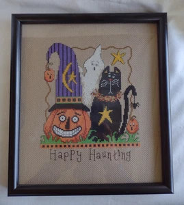 Happy Haunting Halloween Kreuzstich professionell gerahmt ~ 10,75" x 12,25" - Bild 1 von 16