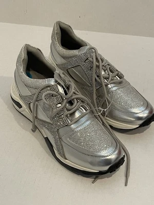 Steve Madden Barra Sneakers size 10 women shoes silver Rhinestones Glitter - Image 1 of 4