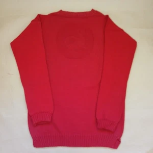 Vintage 70s Island Knitwear 100% Oiled Wool Hall of Jersey Red Sweater Large - Picture 1 of 13