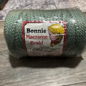 BONNIE TRECCIA MACRAMÈ CAVO ARTIGIANALE VERDE SALVIA 6MM 100 IARDE NUOVO - Foto 1 di 5