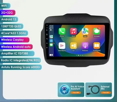 Jeep Renegade 2016/2020 Autoradio android 13 Wireless Carplay 2+32GB Colore Nero - Immagine 1 di 2