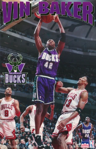 POSTER: NBA  BASKETBALL : VIN BAKER - MILWAUKEE BUCKS   FREE SHIPPING !   RW6 F Cover