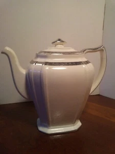 Vintage Tea Pot Ivory Ware Etched Platinum Limoges China Co. Sebring Ohio - Picture 1 of 19